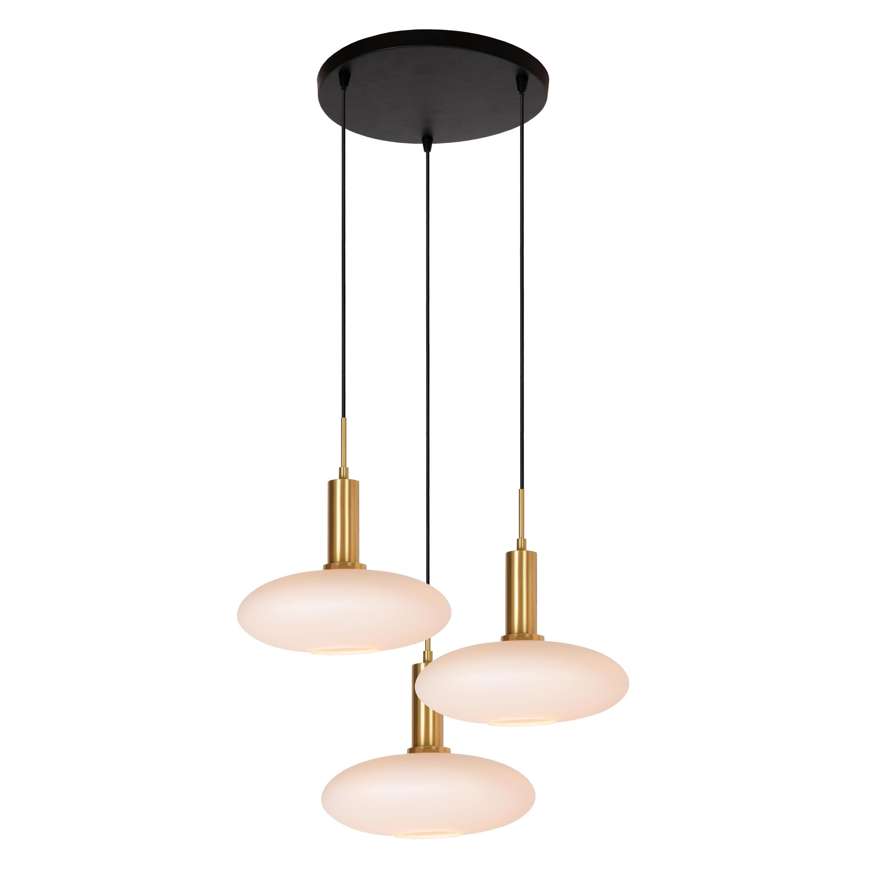 Singala 3 cluster hanglamp rond opaal messing