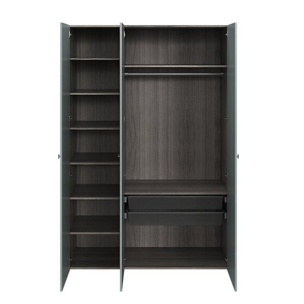Armoire penderie 3 portes battantes bleu aqua effet chêne grisé GoodHome Atomia H. 225 x L. 150 x P. 58 cm