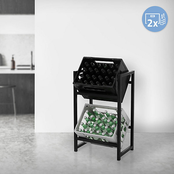 Etagere pour Caisses de Boissons 2 Caisses, 47x31x75,5 cm, Acier