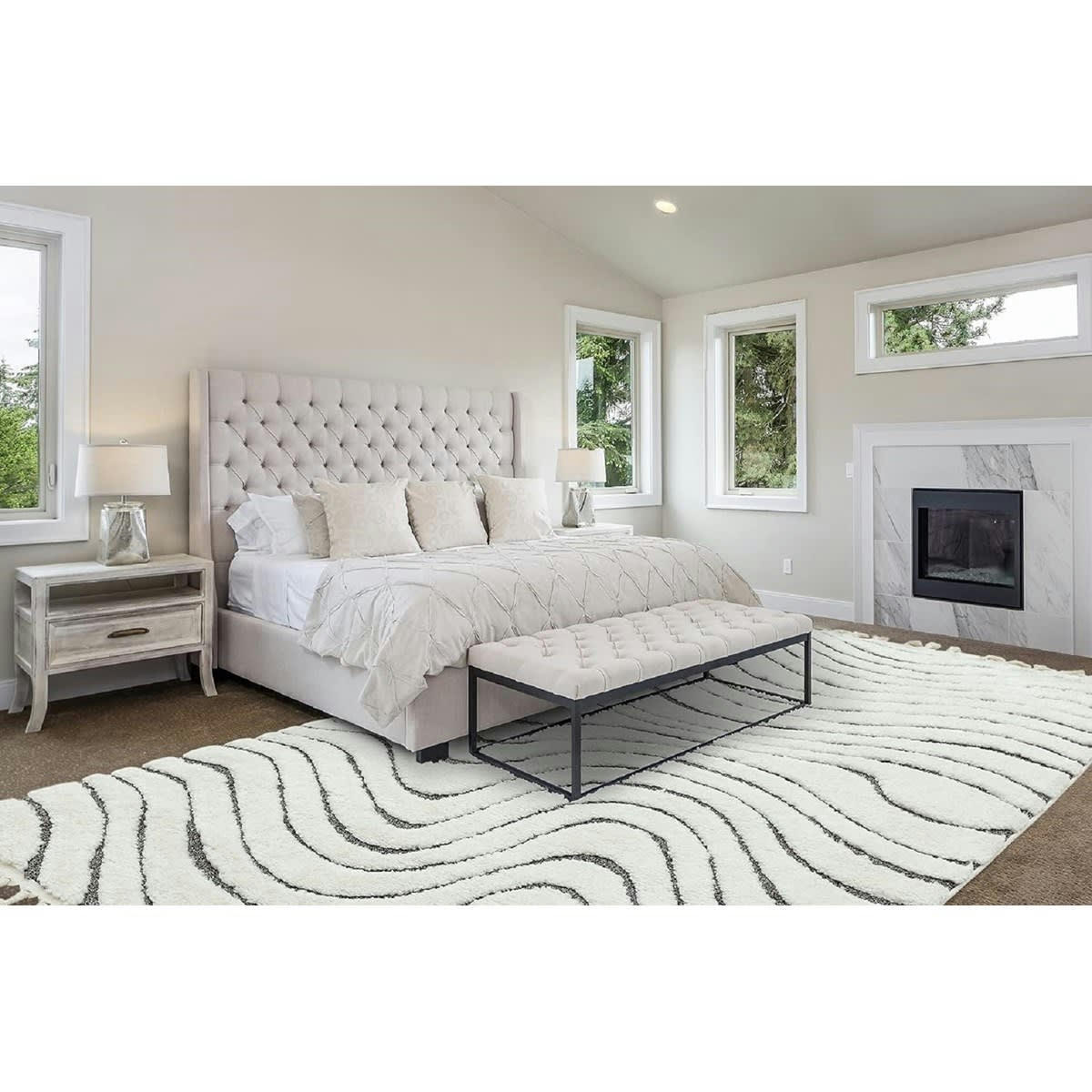 RIDGE - Tapis de salon en polypropylène gris 200x290 cm