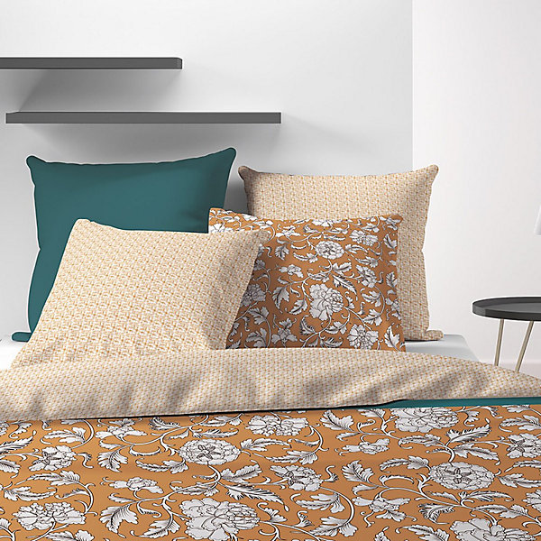 Housse de couette 260x240 Loni   2 taies coton 57 fils