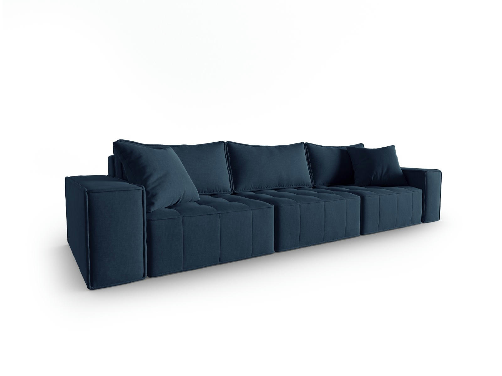 MIKE - Canapé modulable 5 places en tissu structurel blue jeans