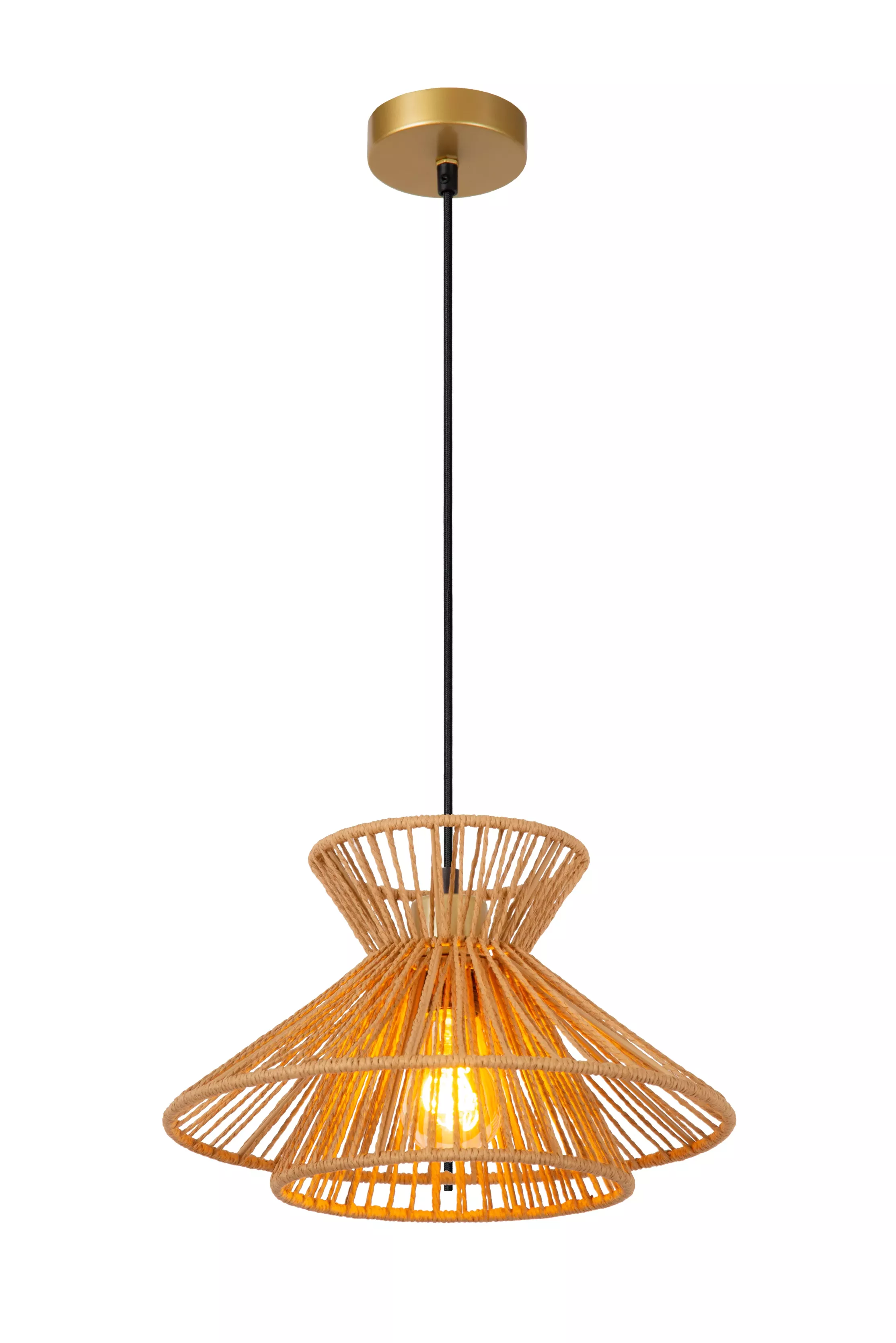 Lampa wisząca jasne drewno-złota TASMAN 1xE27x60W wym: 150x32x32 cm Lucide