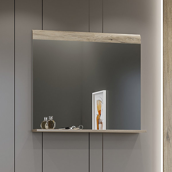 Miroir design OHIO83x72 cmChene clair avec étagère intégrée