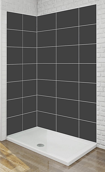 Panneau mural Alu Douche Salle de Bain GRIS GRAPHITE MAT CARREAUX90 cm x 210 cm
