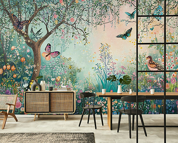 Papier Peint Enfant Foret Animaux Intissé 400x280 cm - Colle Inclus - Moderne XXL Papier Peint por Enfant
