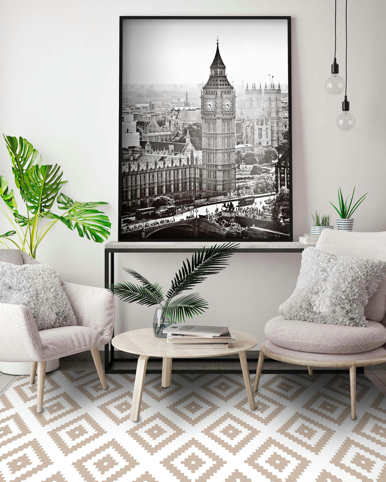 - Tapis vinyle carrés roses 60x200cm