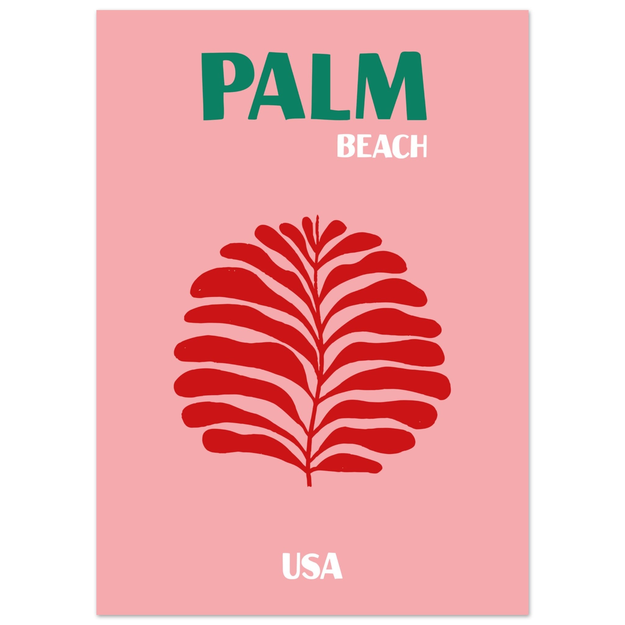 Artfulprints Poster USA - Palm Beach  - 50x70 cm - Roze