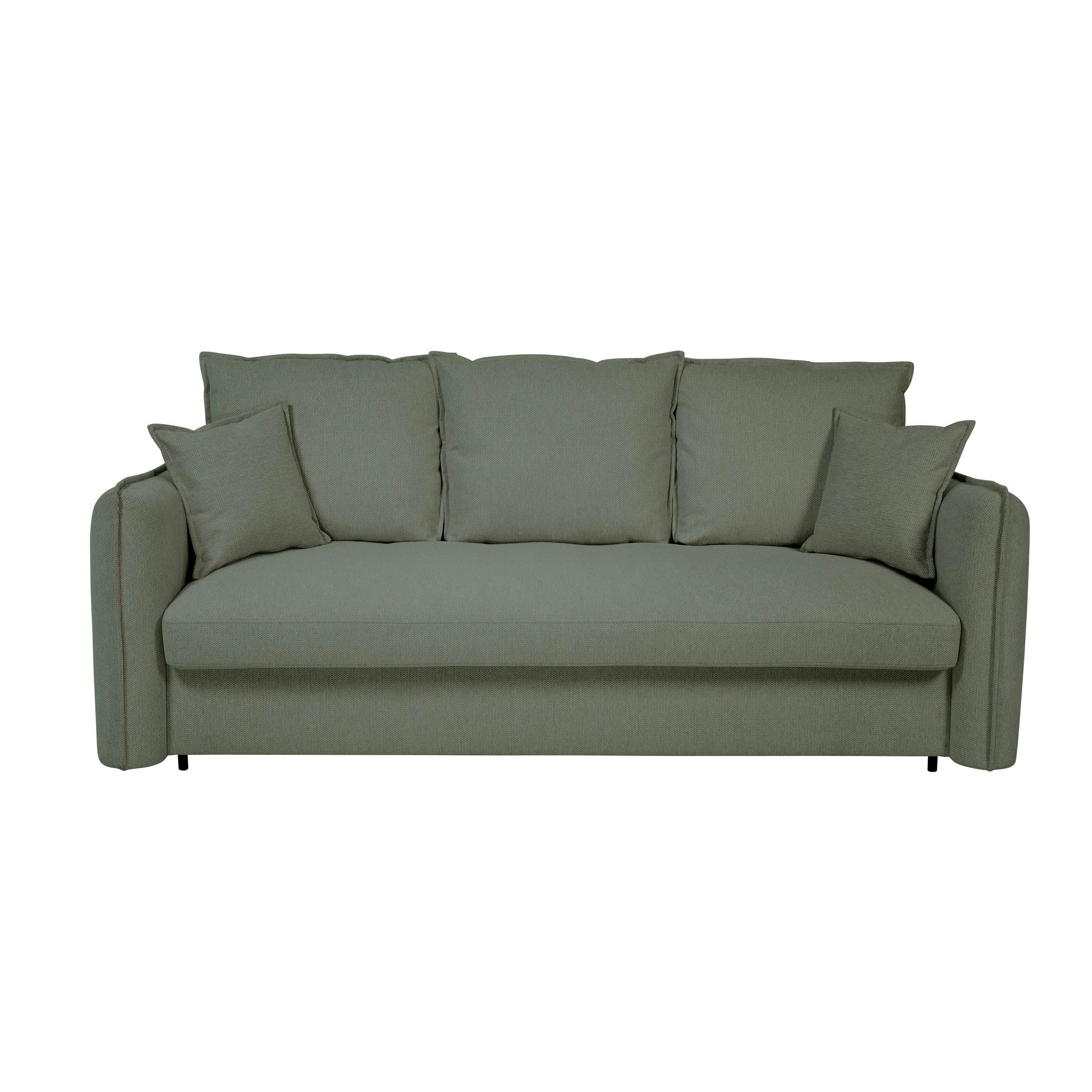 GRENACHE - Canapé droit convertible 3 places en tissu vert