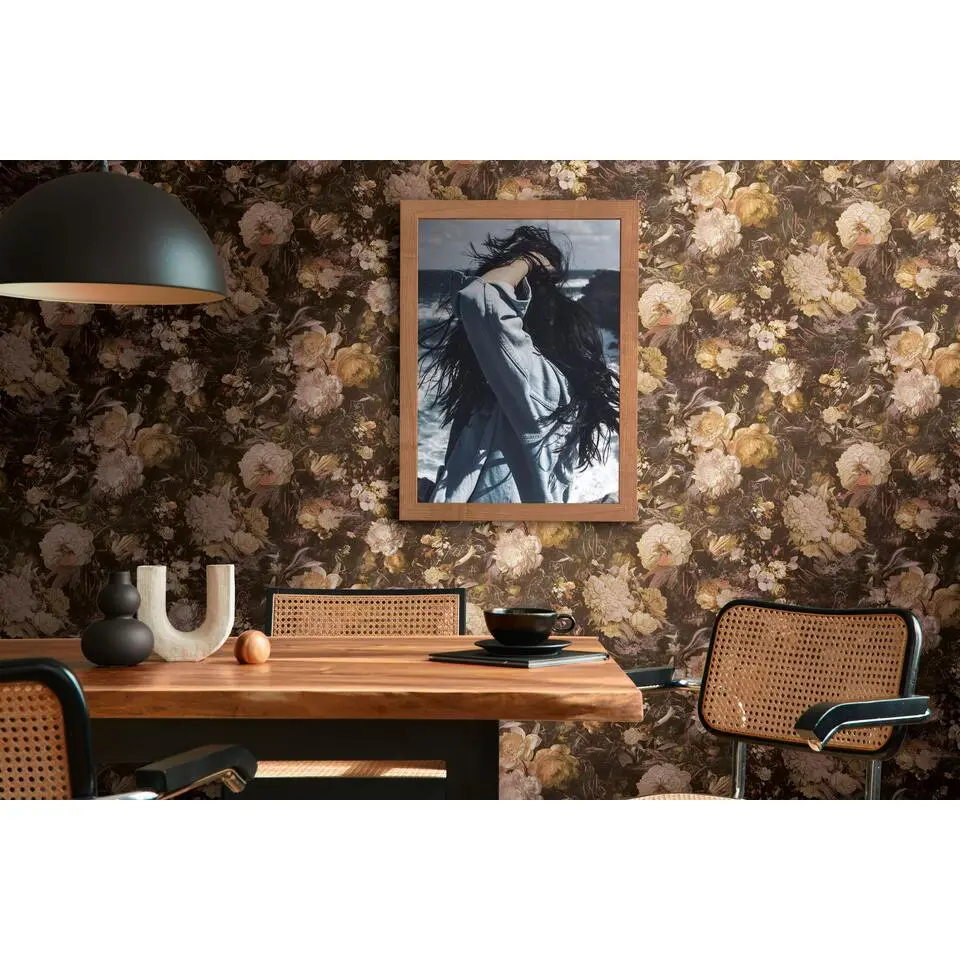 A.S. Cr&eacute;ation behang bloemen meerkleurig, geel, oranje, bruin en groen