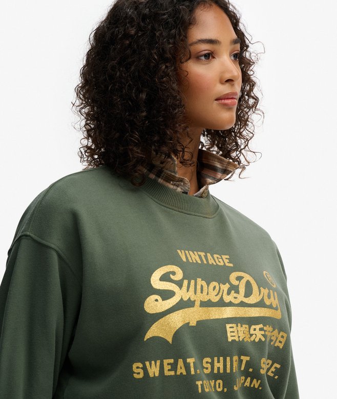 Embellished Vintage Logo Loose Crew Sweatshirt