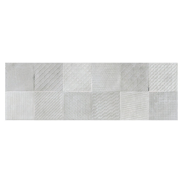 Carrelage mural intérieur effet béton gris décor carrés texturés L.90 x l.30 cm x ép.8 mm, Pavlos