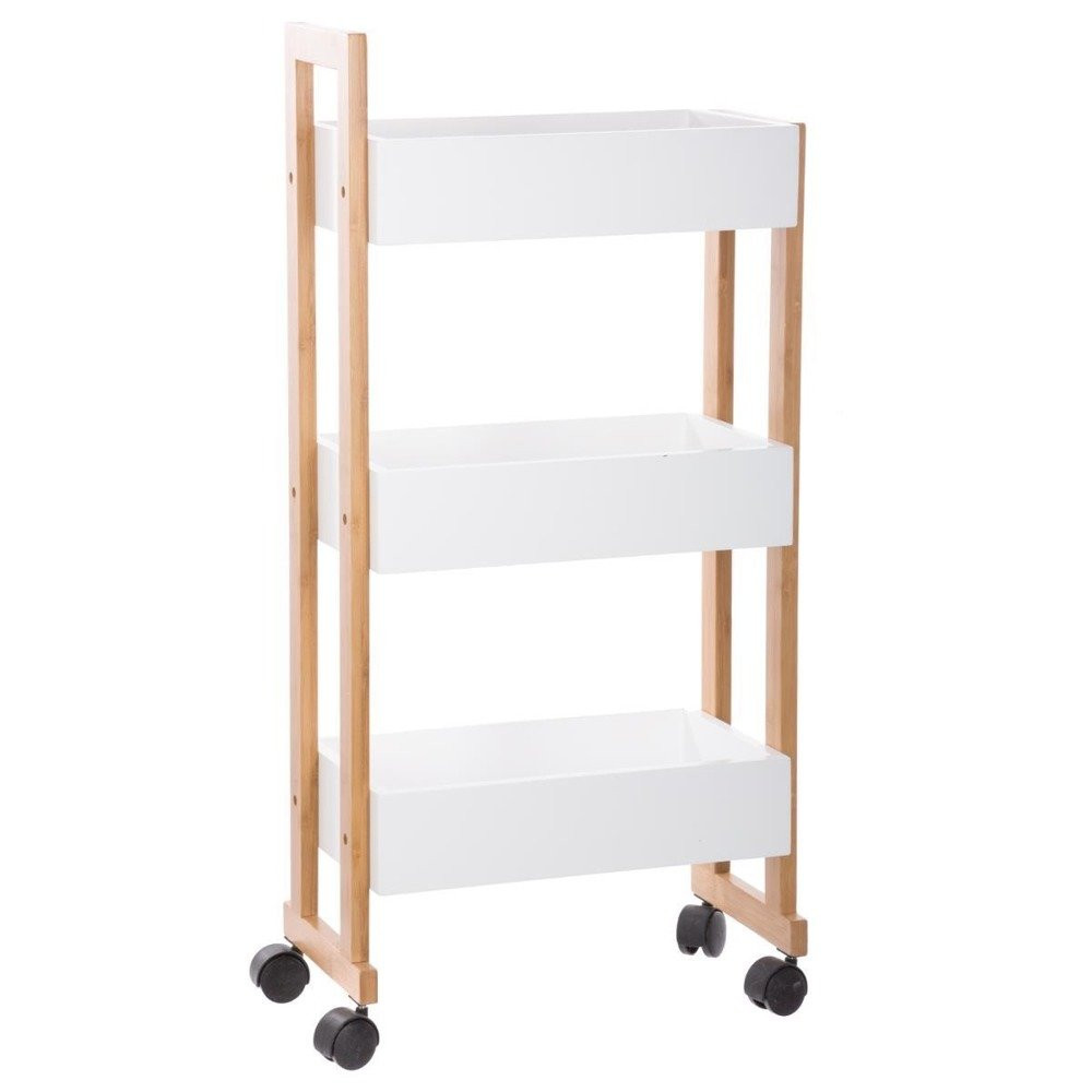 Wózek łazienkowy BAMBOO, szafka bambusowa - 3 poziomy