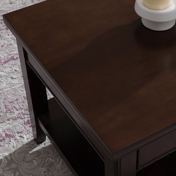 Leick Home 10504 Laurent Two Drawer Coffee Table with Shelf, Chocolate Cherry