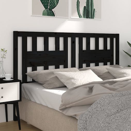 NNEVL Headboard Black 141x4x100 cm Solid Wood Pine