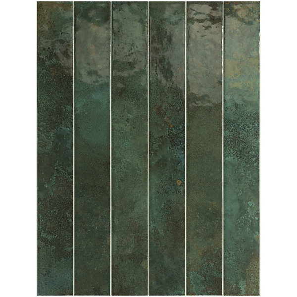Carrelage Mur Intérieur Format allongé Vert Brillant. Bali Isle of Pinetrees 5x40 cm