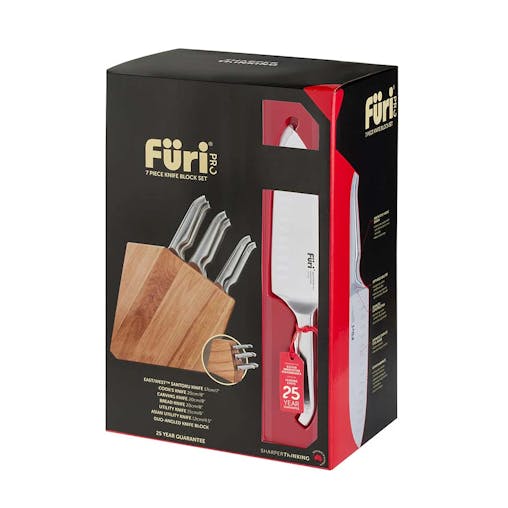 Furi Duo-Angled 7pc Knife Block Set Oak 7 Piece