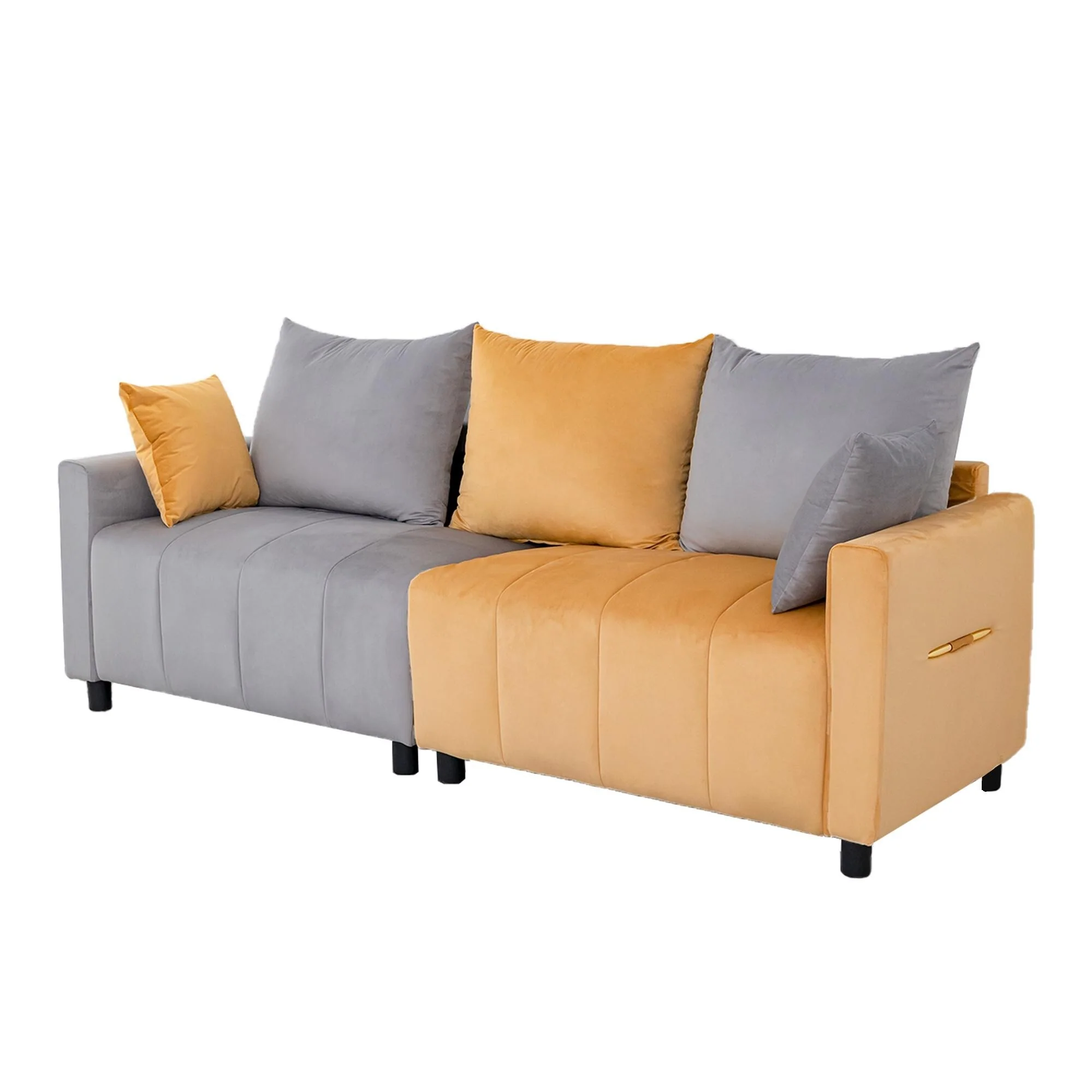 Modern Glam 2 Seater Sofa with Dutch Velvet Upholstery and Chrome Accents for Living Room or Guest Room