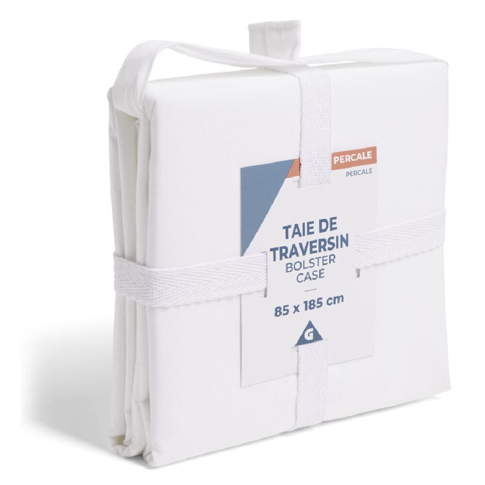 Taie de traversin 85x185cm 100% coton percale blanc