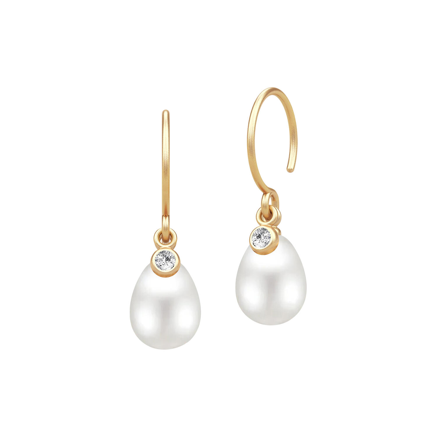 June Earring, gold/white pearl