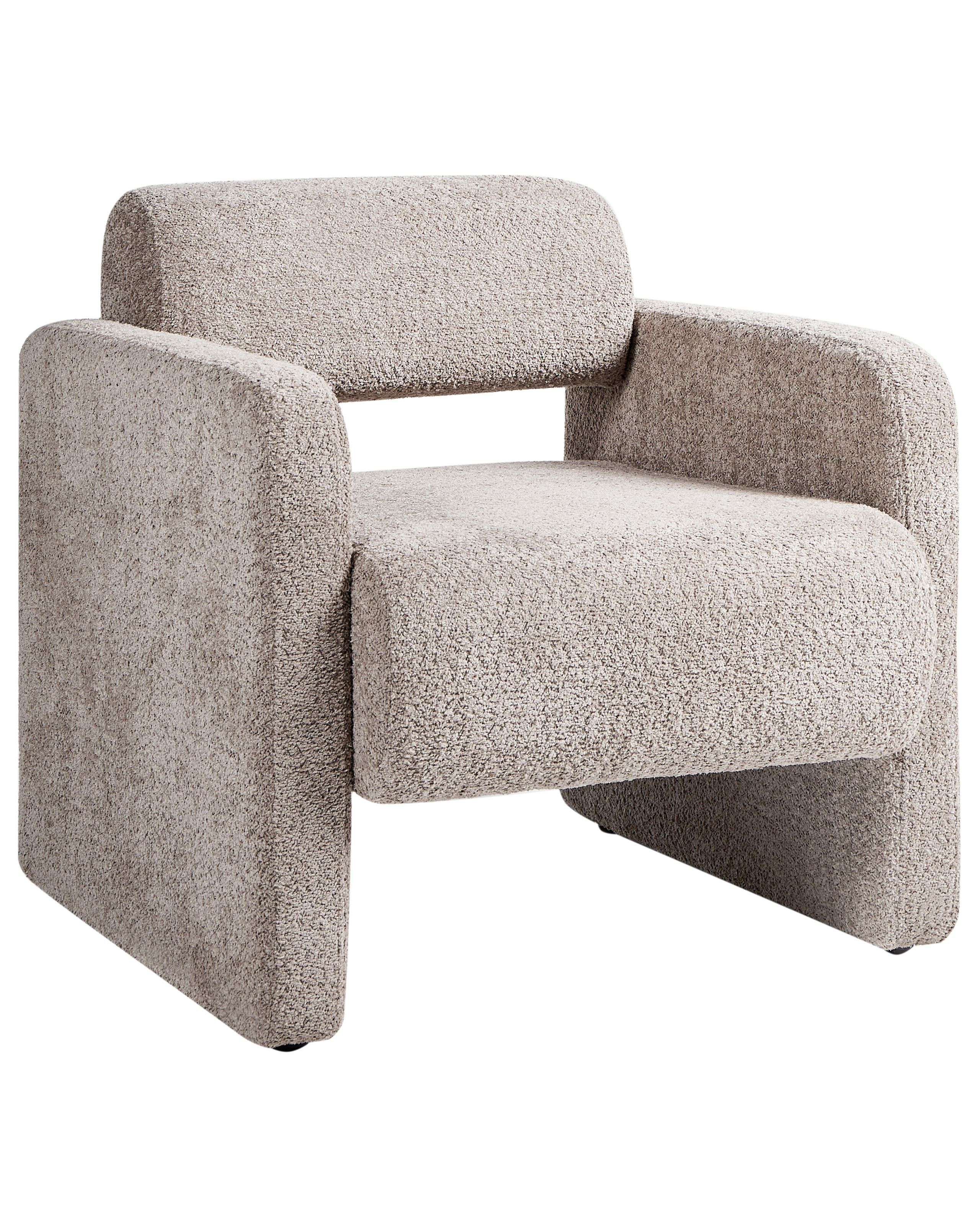 Fotel boucle w stylu retro beżowy