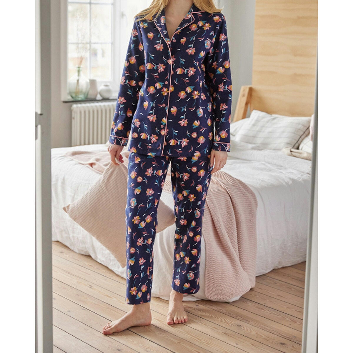 Pyjama manches longues en flanelle coton