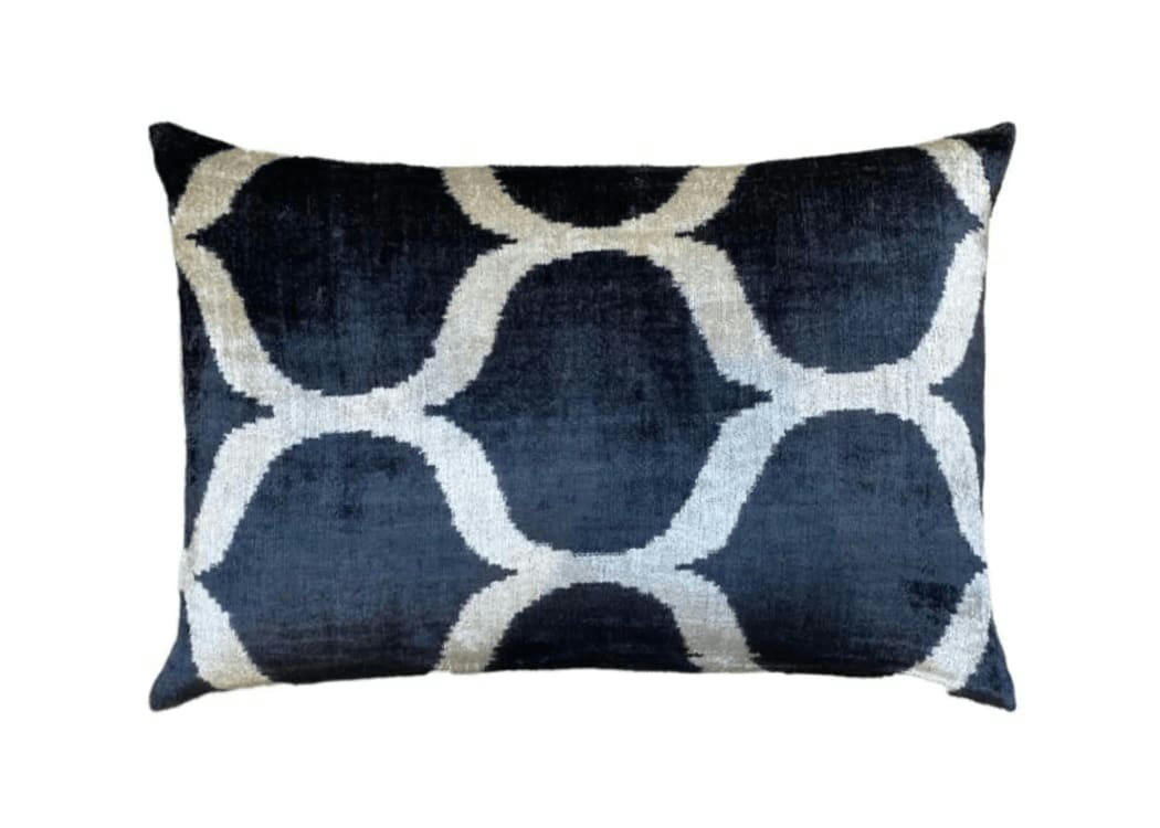 - Housse de coussin velours soie ikat   40x60 noir