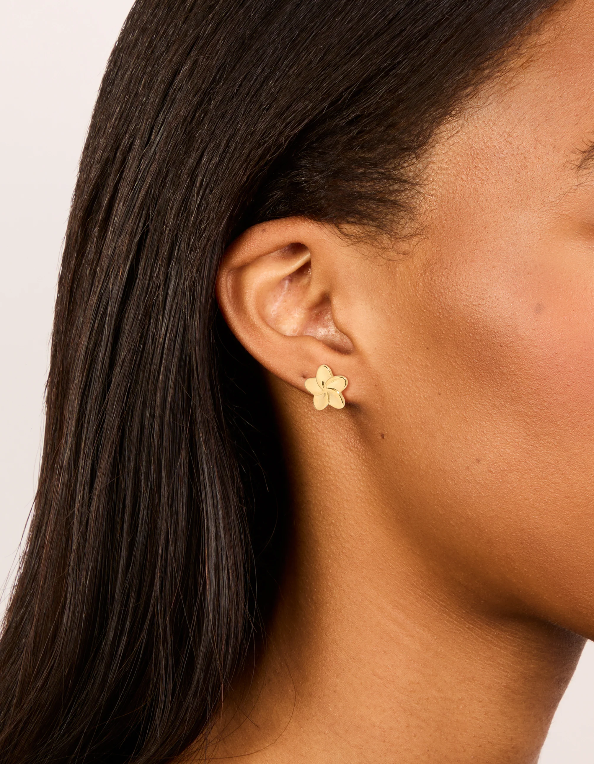 Waterproof Gold Plated Stainless Steel Smooth Flower Stud Earrings