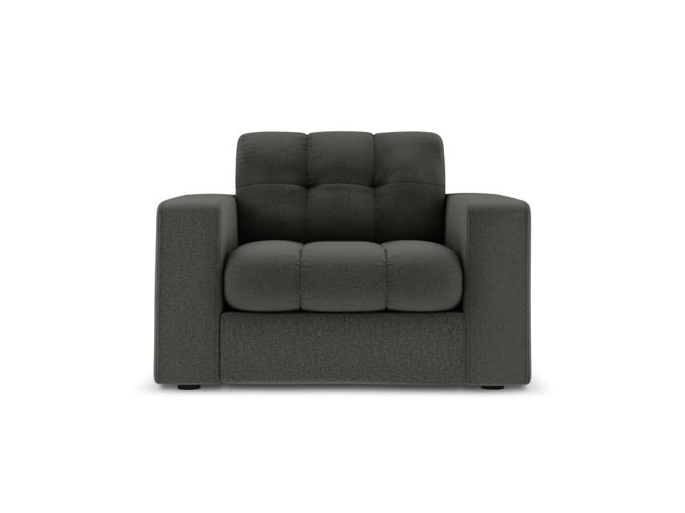 JUSTIN - Fauteuil en tissu structuré gris foncé