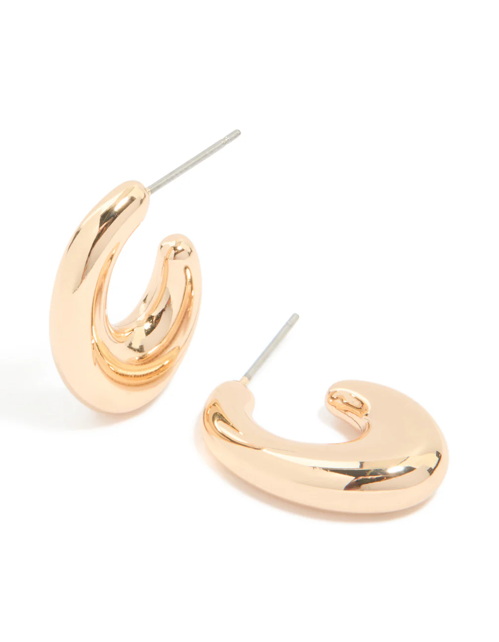 Gold C Shaped Hoop Bubble Hoop Earrings