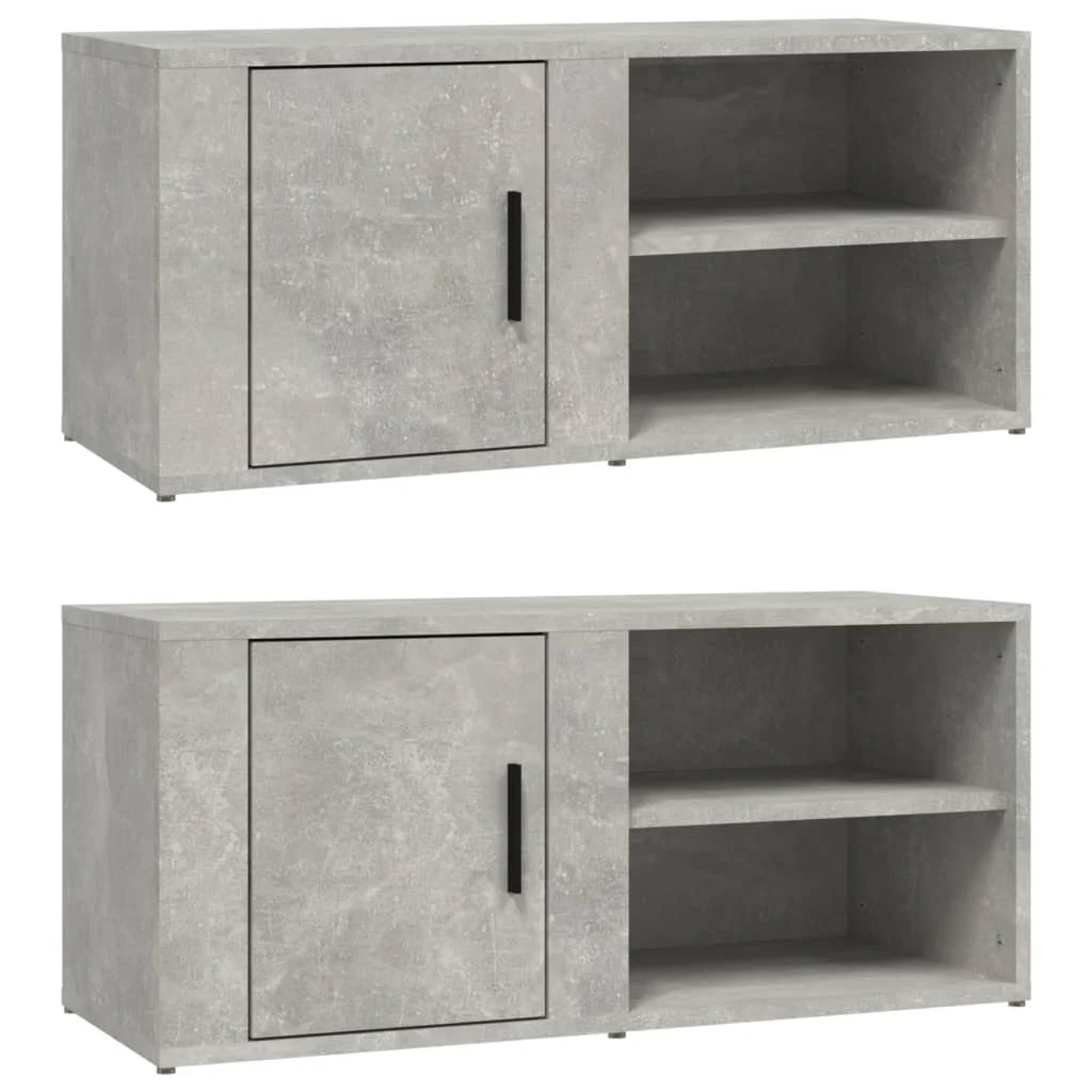 2X Szafka Pod Telewizor Szafka RTV Stolik Półka Szara 80x31.5x36 cm