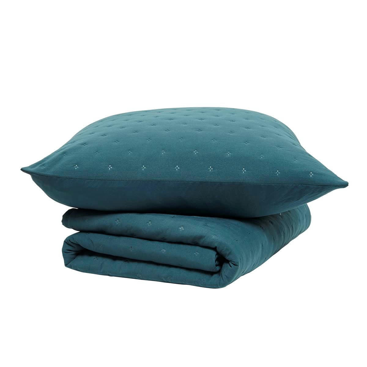 ESSENTIAL - Couvre lit boutis vert foncé 220x240