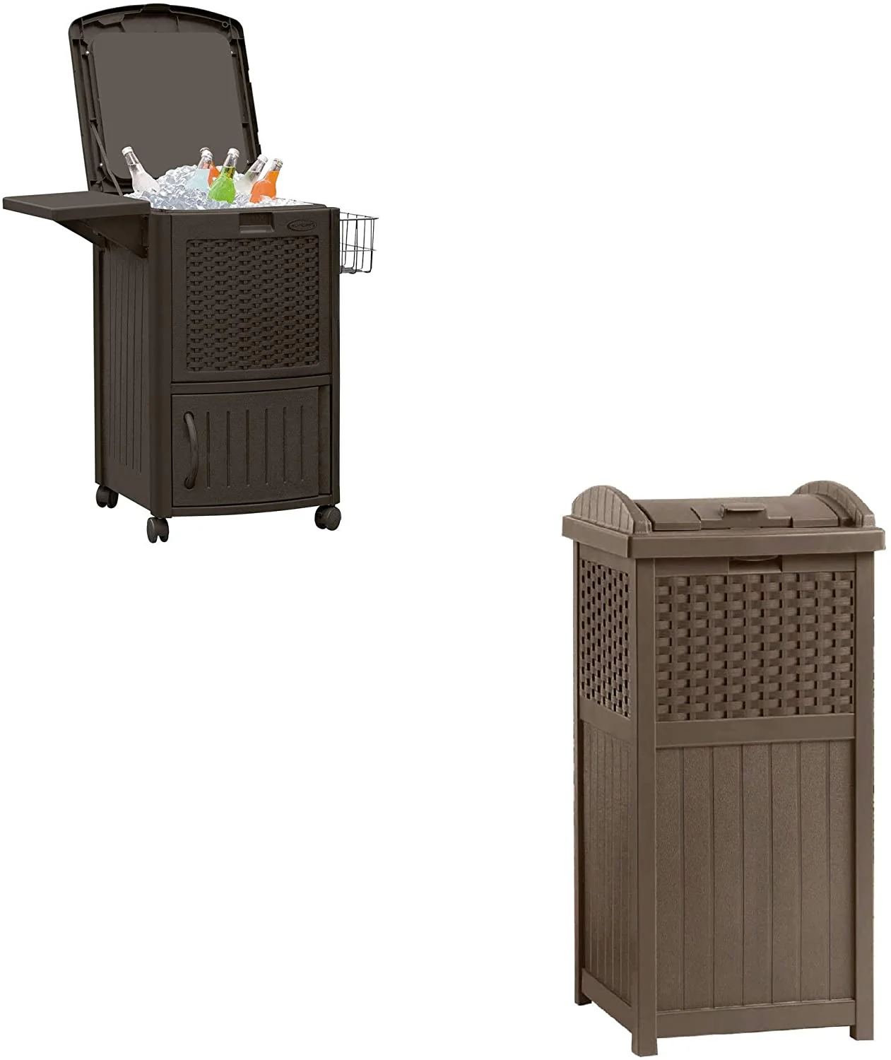 77 Quart Resin Beverage Cart, Java  Suncast 33 Gallon Resin Trash Can