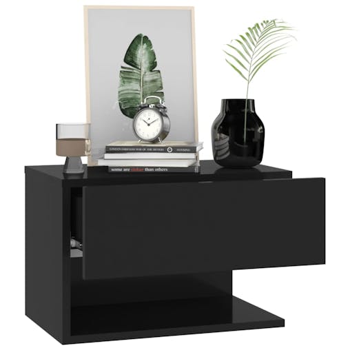 NNEVL Wall-mounted Bedside Cabinets 2 pcs Black