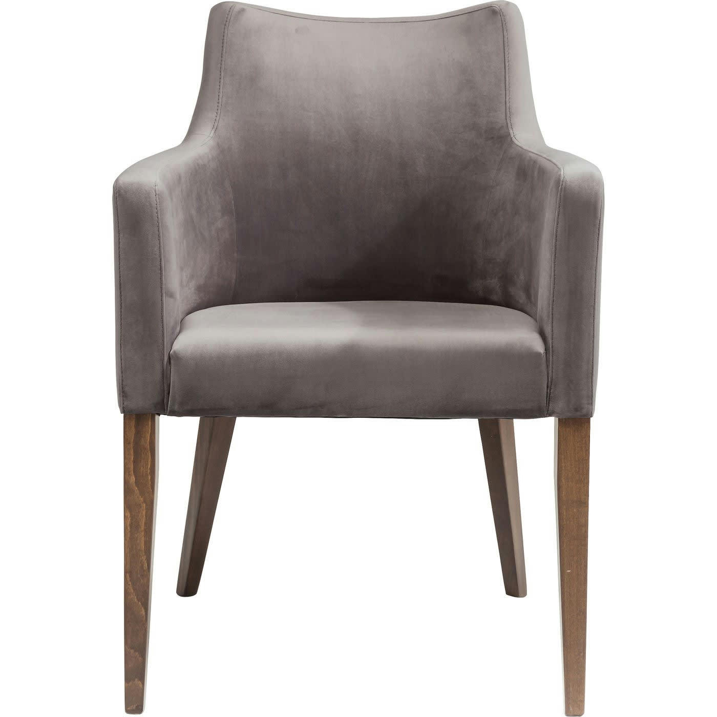MODE - Chaise avec accoudoirs en velours gris et hêtre laqué