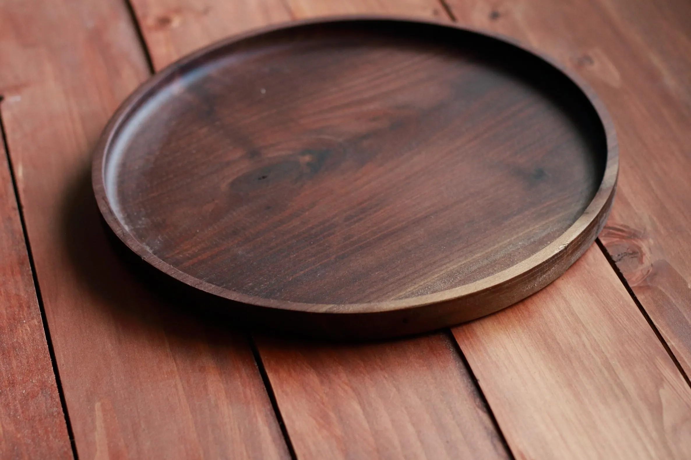 Modern Walnut Round Tray – Multiple Sizes Available | Solid Wood Organizer & Decor Tray