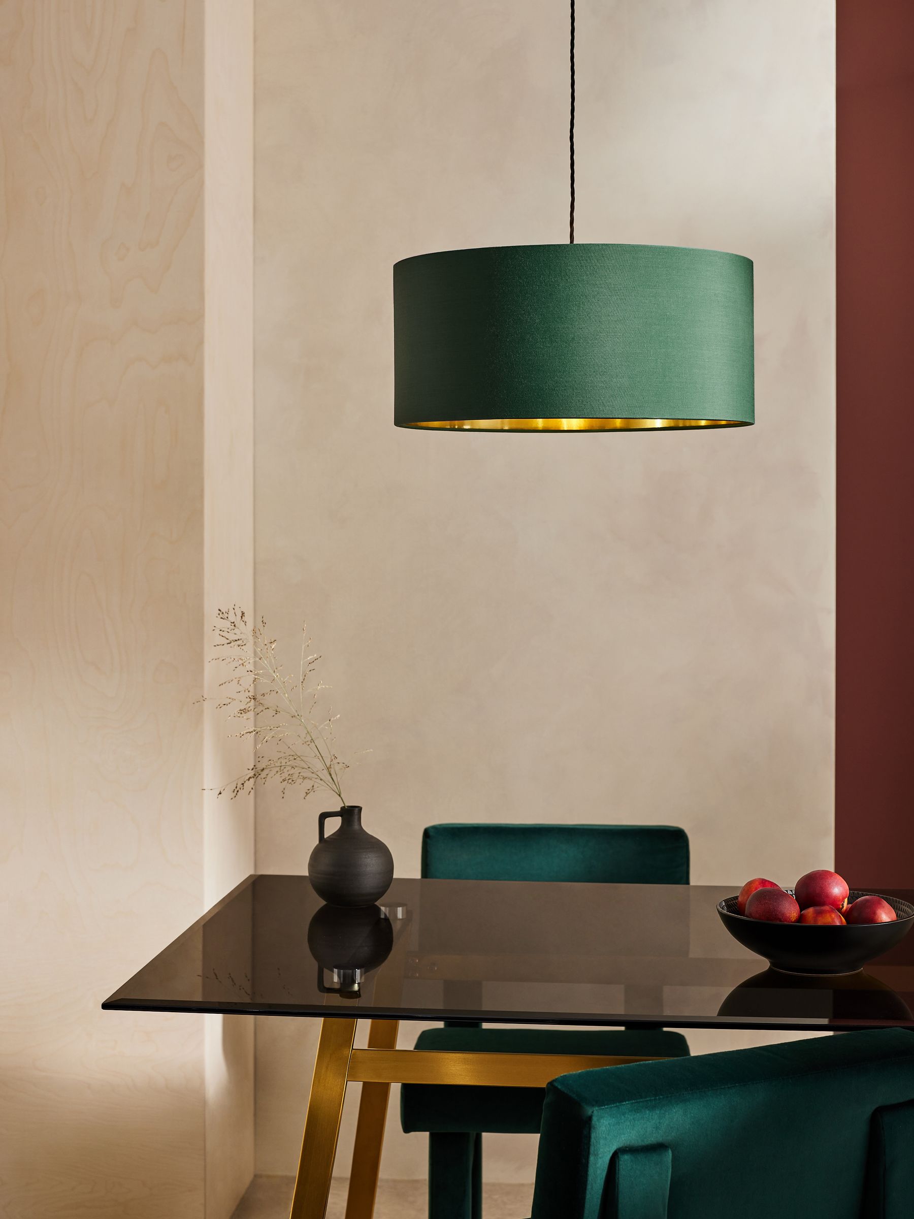 Oro Easy Fit Drum Shade in Green and Brushed Brass