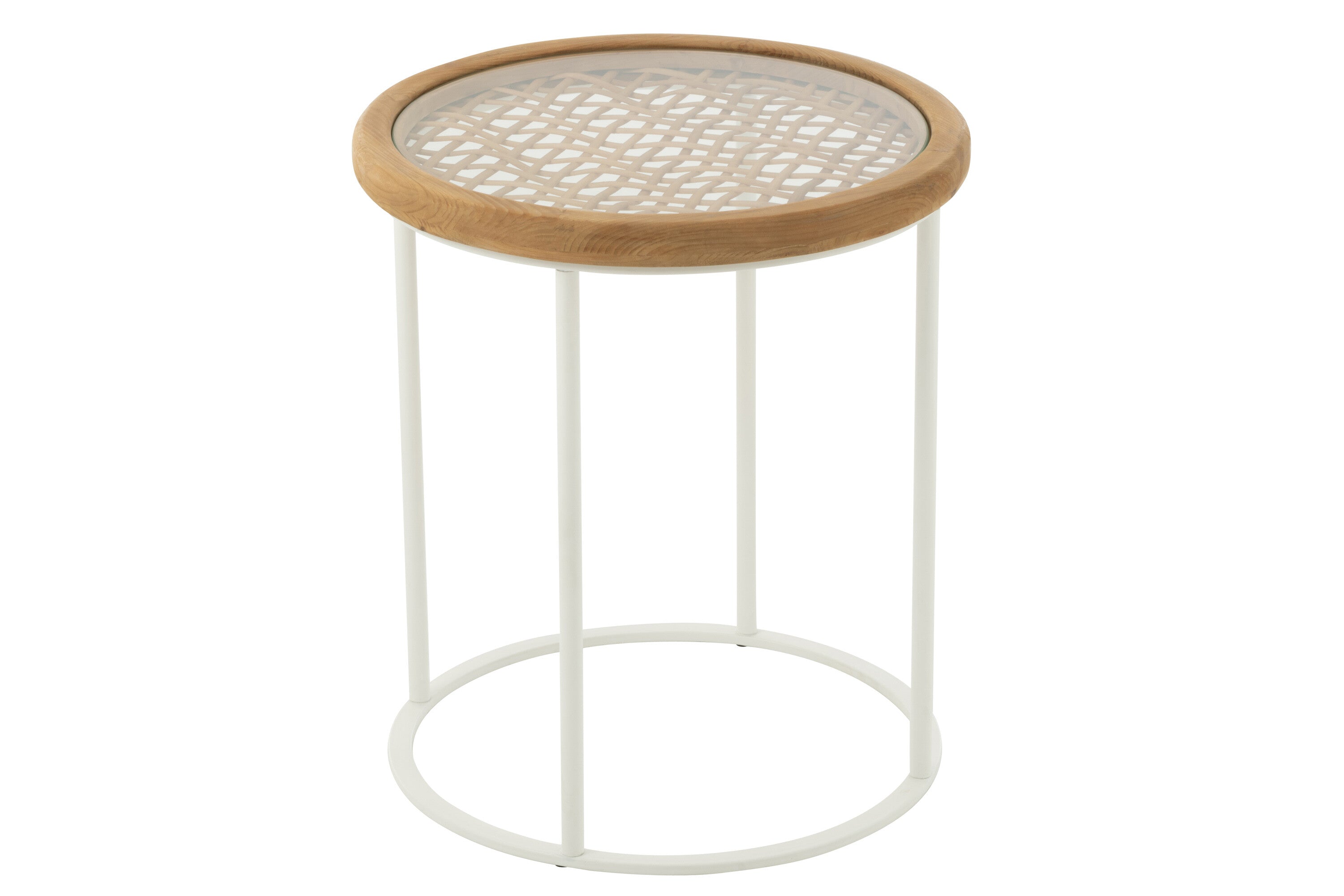 J-Line bijzettafel Mati - sparhout/metaal - naturel/wit