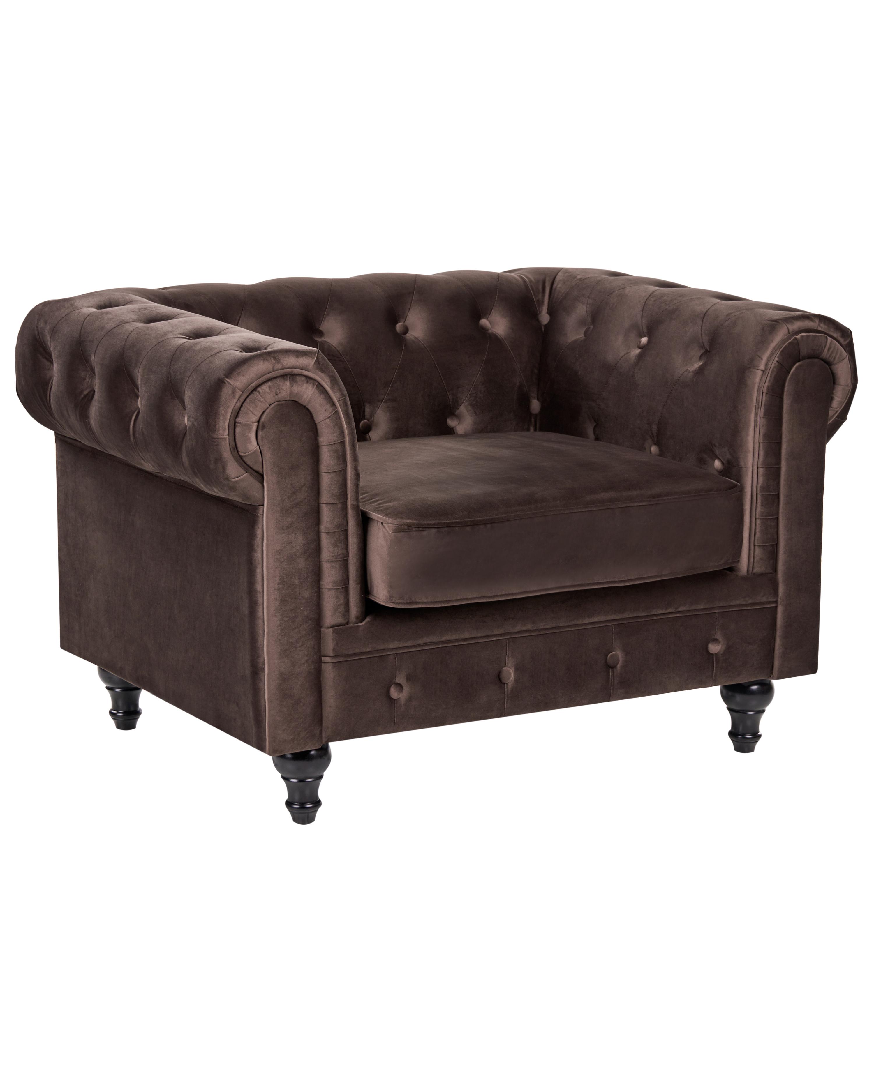 Armchair CHESTERFIELD Velvet Dark Brown