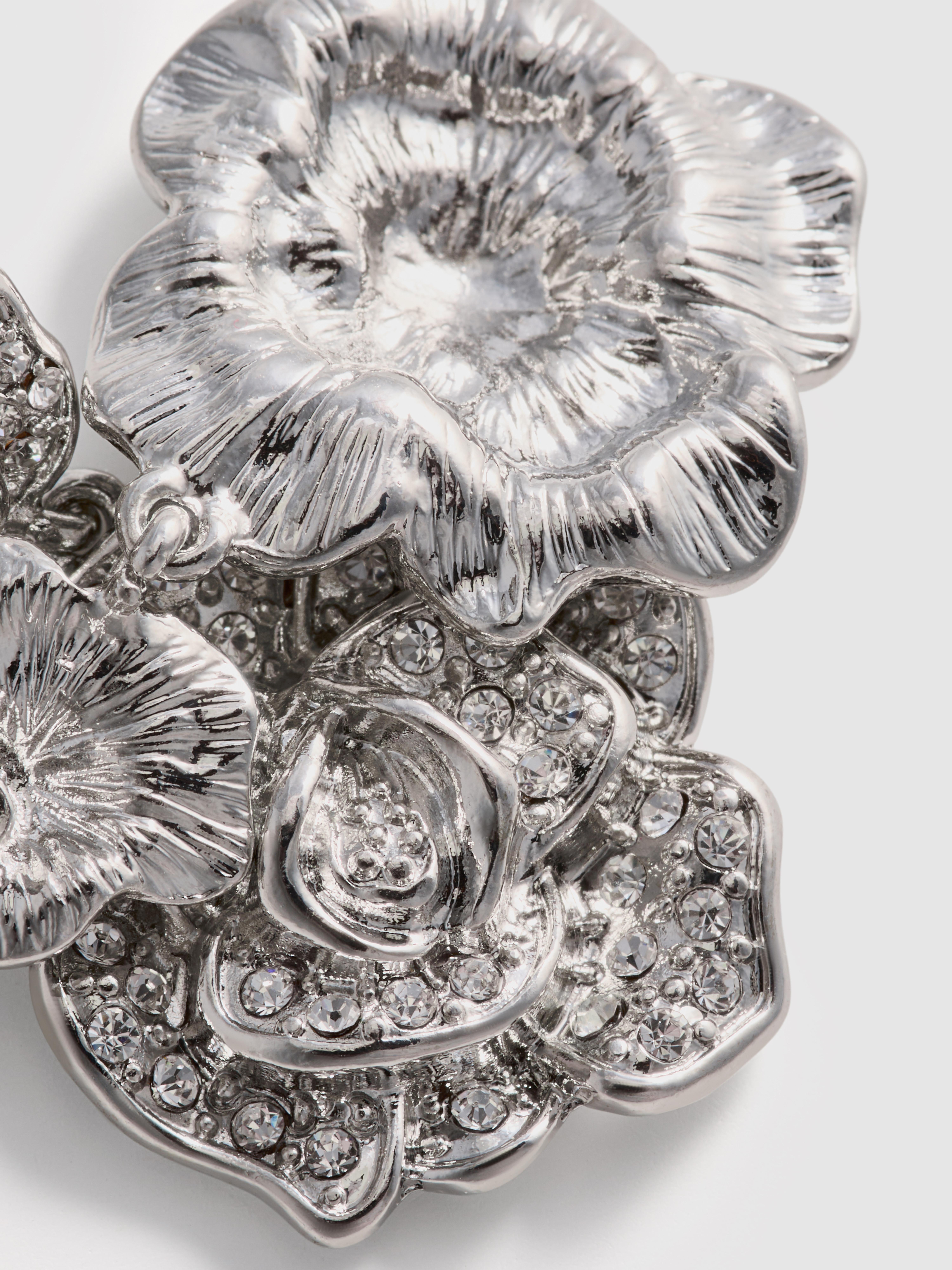 Floral Rhinestone Drop Earrings