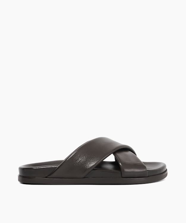 Isaacs Brown - Leather Cross Strap Sandals