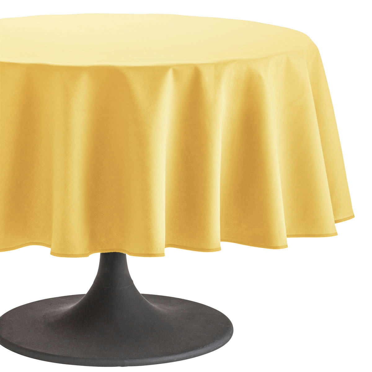 CAMBRAI - Nappe en coton ronde traitee teflon jaune mais 180x180
