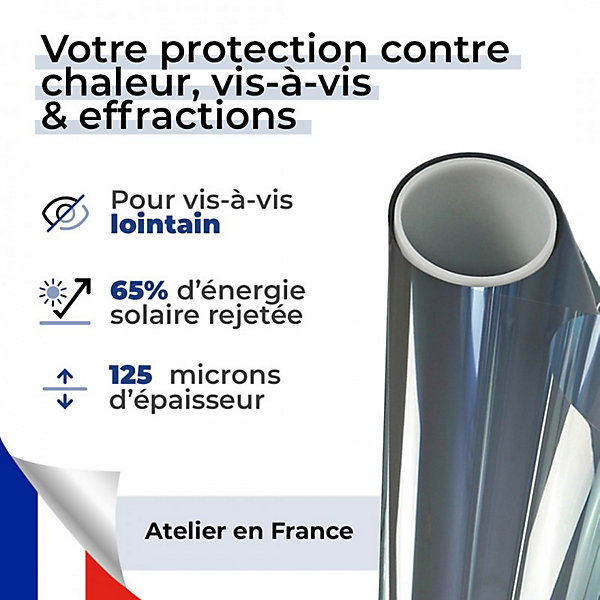 DIMEXACT - Film anti effraction et anti chaleur pour choc depuis l'extérieur alu clair - 125 microns - 152 cm x 5 m - en Rouleau
