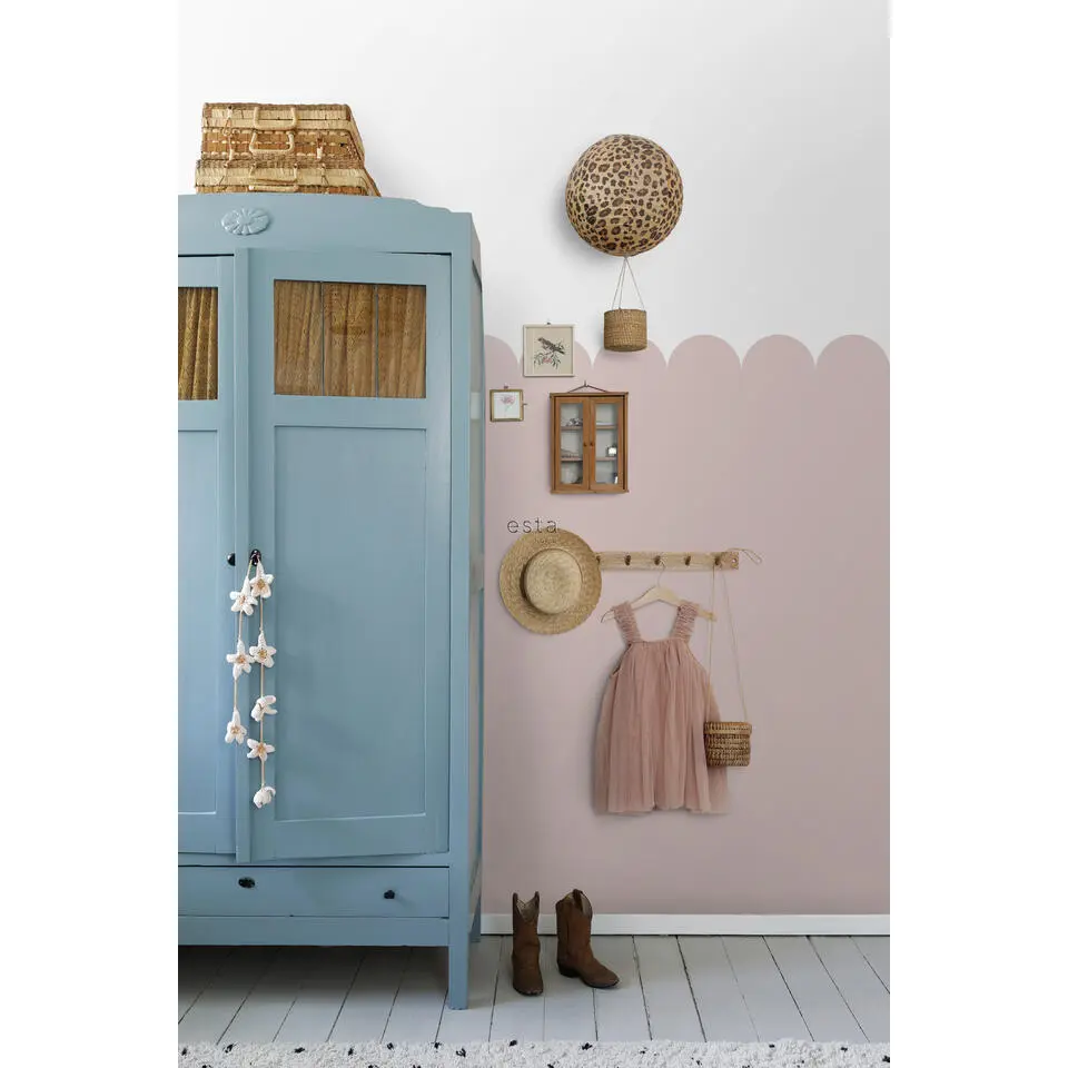 ESTAhome fotobehang lambrisering zacht roze - 100 x 279 cm