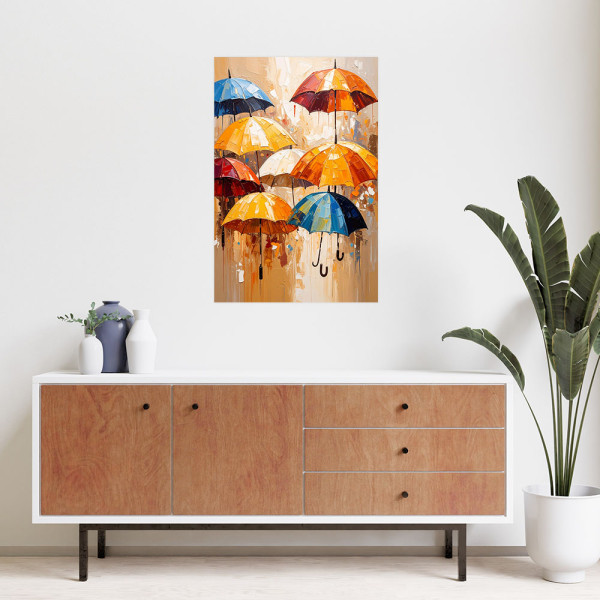 Naklejka samoprzylepna do salonu Feeby Kolorowe Parasolki Abstrakcja 20x30