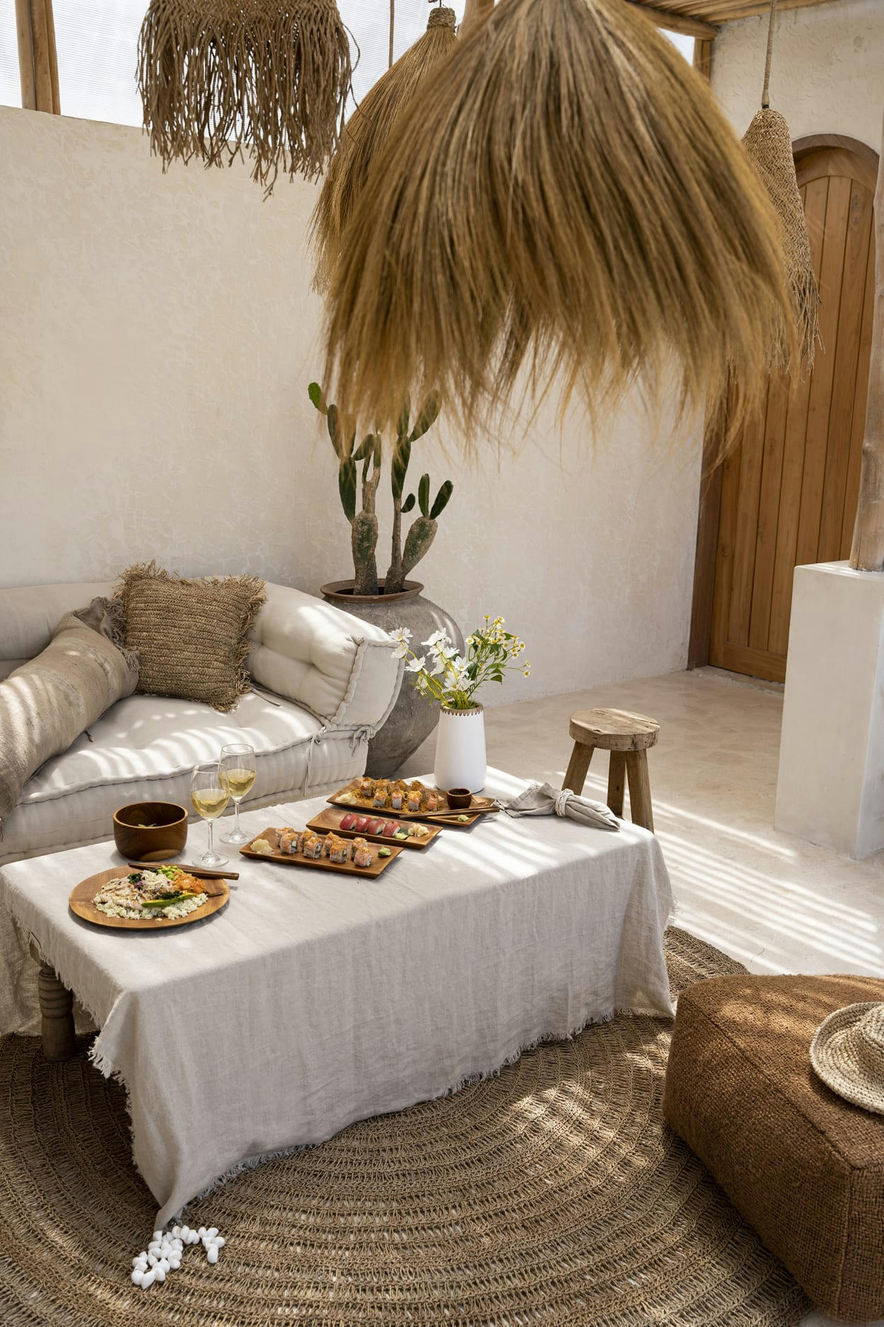 LINEN - Nappe en lin beige 150x200