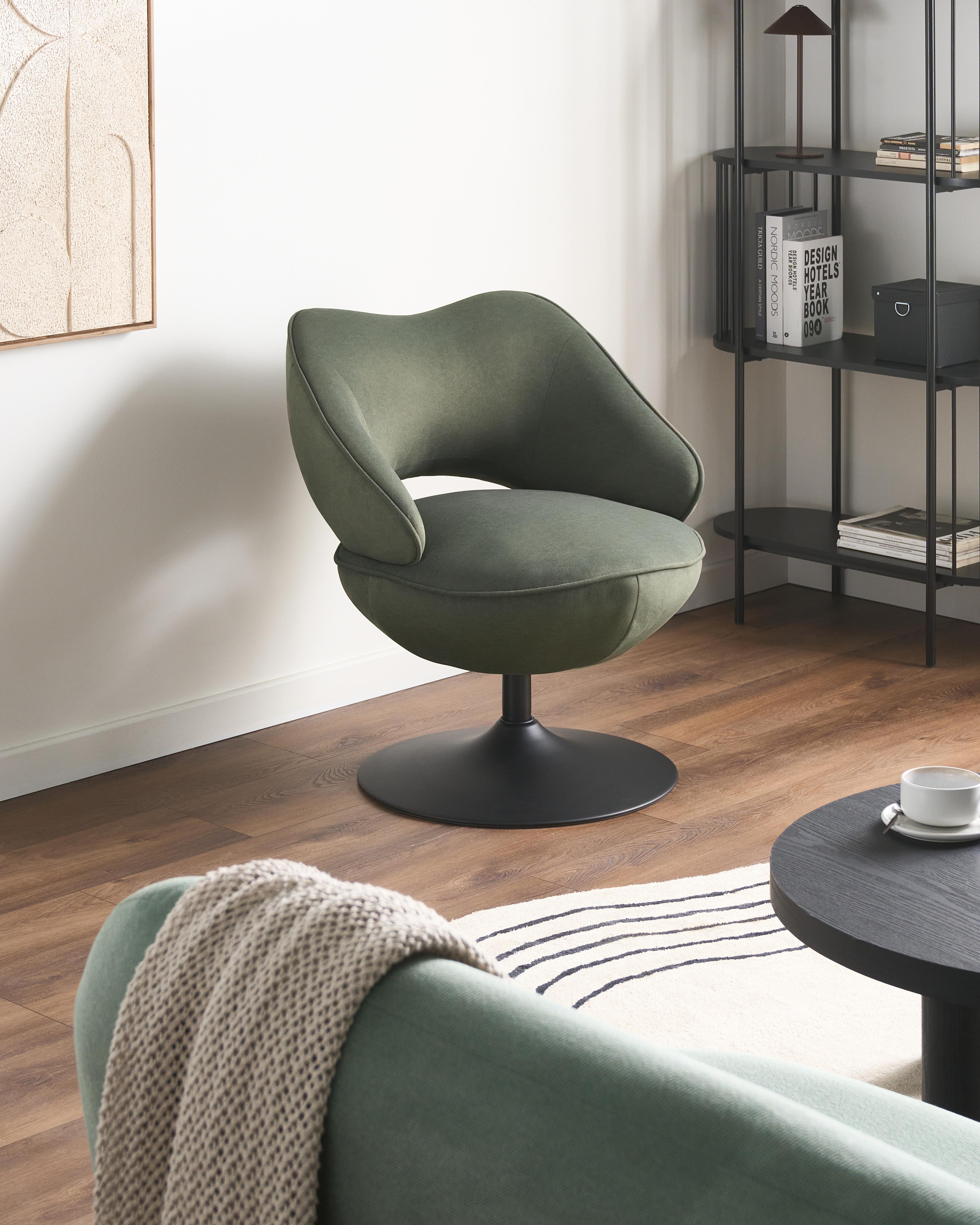 Swivel Armchair SANDET Velvet Dark Green