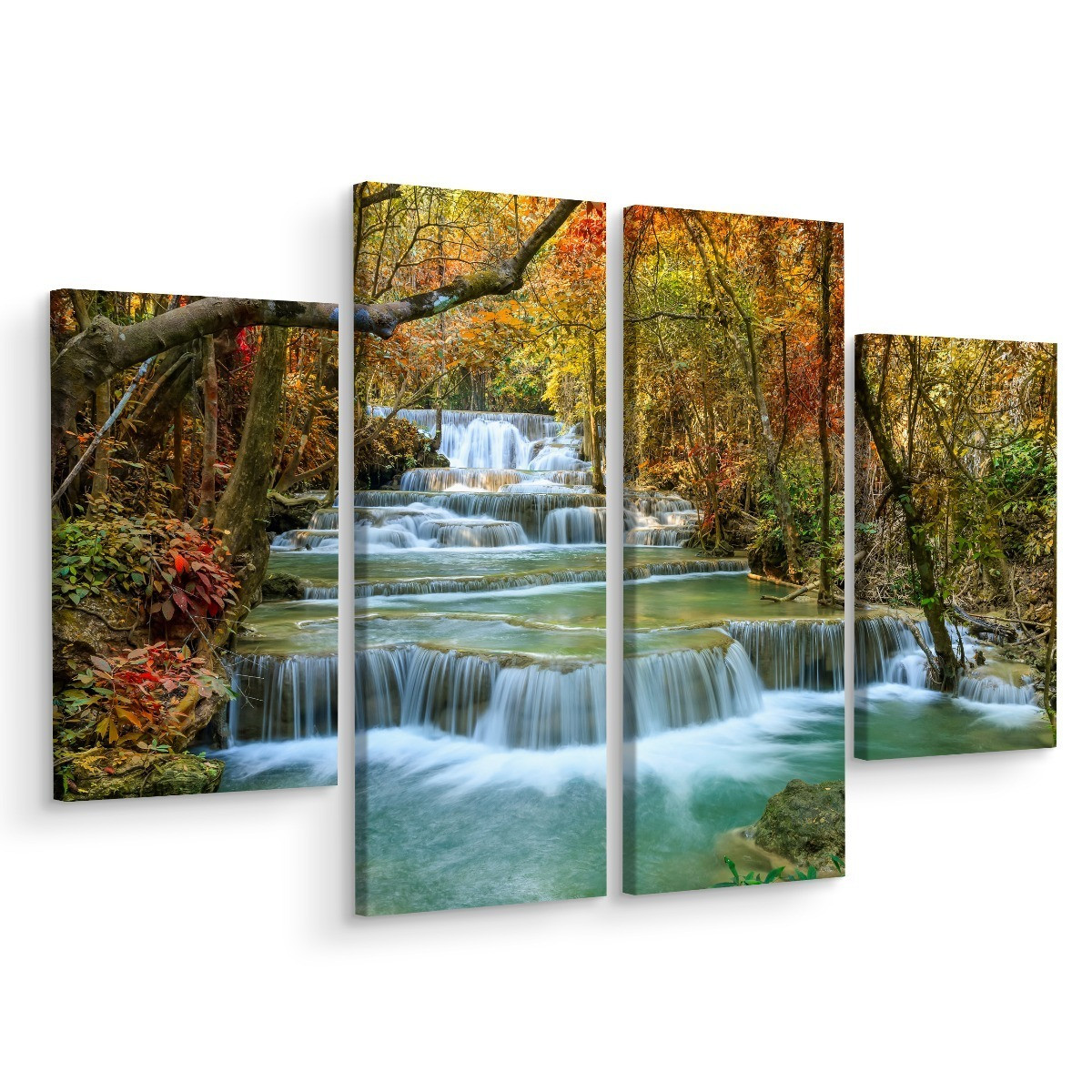 Obraz Wieloczęściowy Wodospad DRZEWA Liście 3D 80x60cm