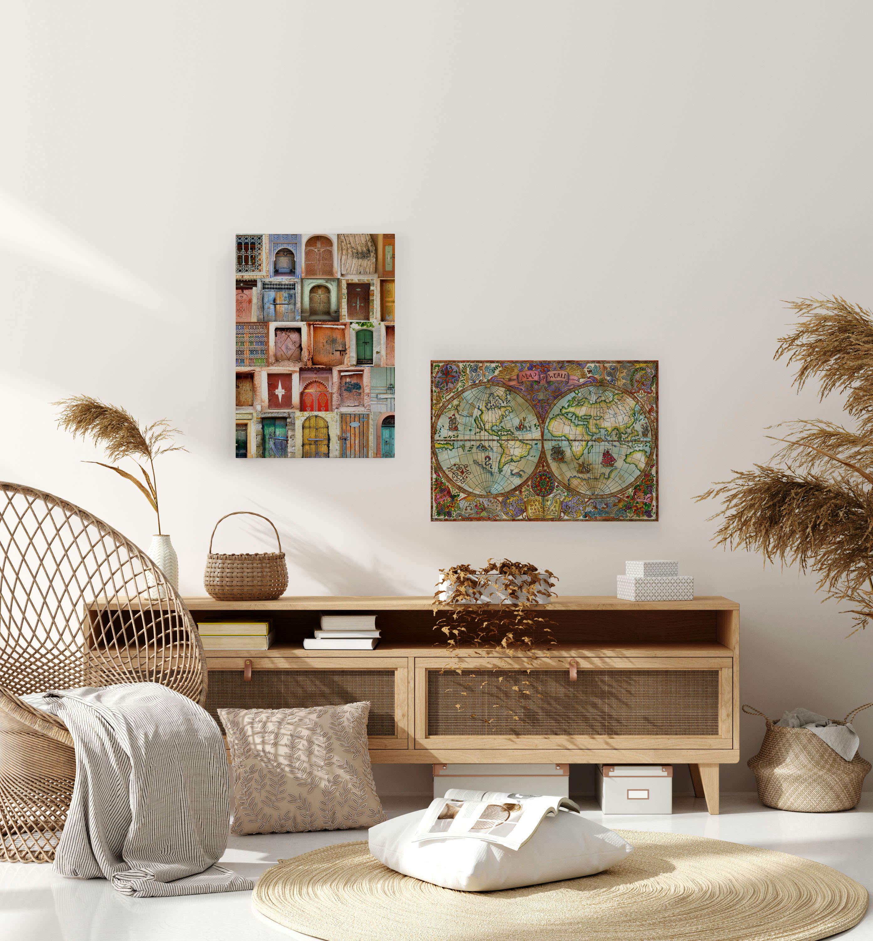 COLORFUL WORLDMAP - Peinture sur toile 60x40 imprimé HD carte du monde colorée