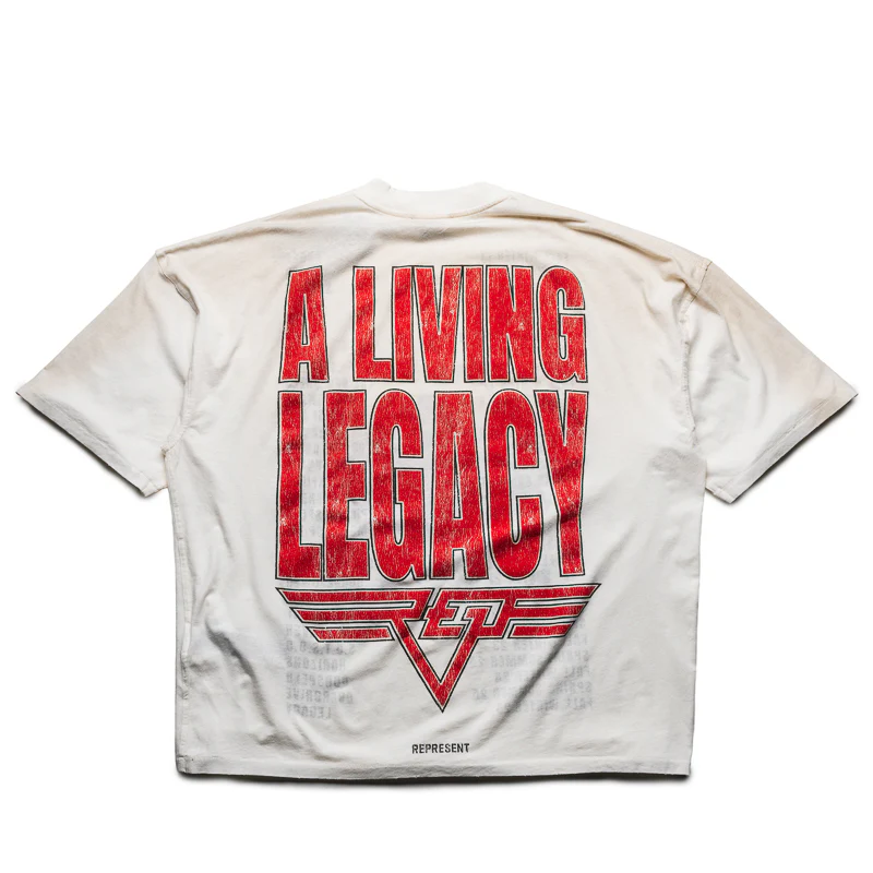 Represent Reversible Living Legacy Tour Tee - Washed Ecru